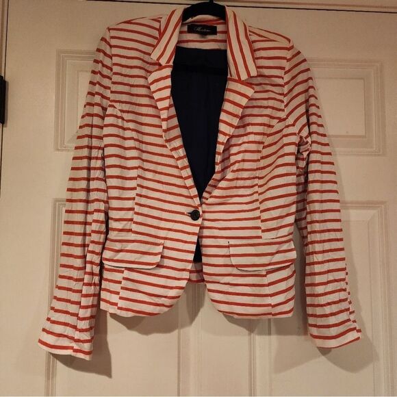 Monteau pink and white striped stretchy blazer - Picture 1 of 4